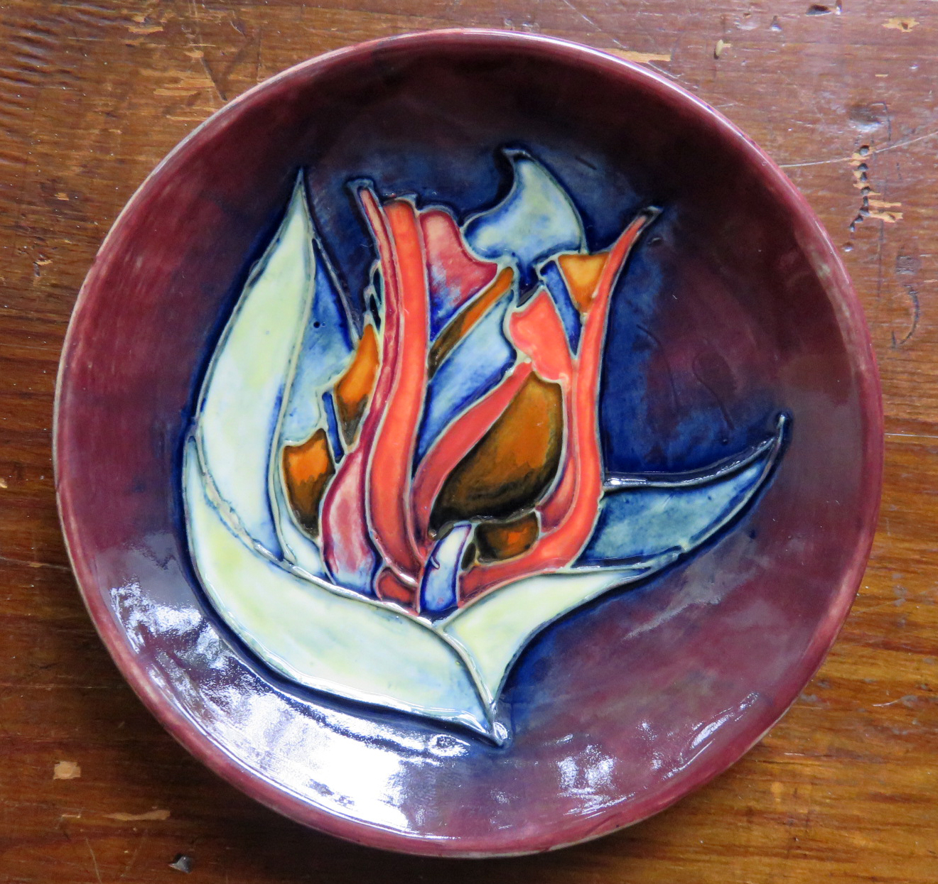 Moorcroft Tulip Flambe, pin dish